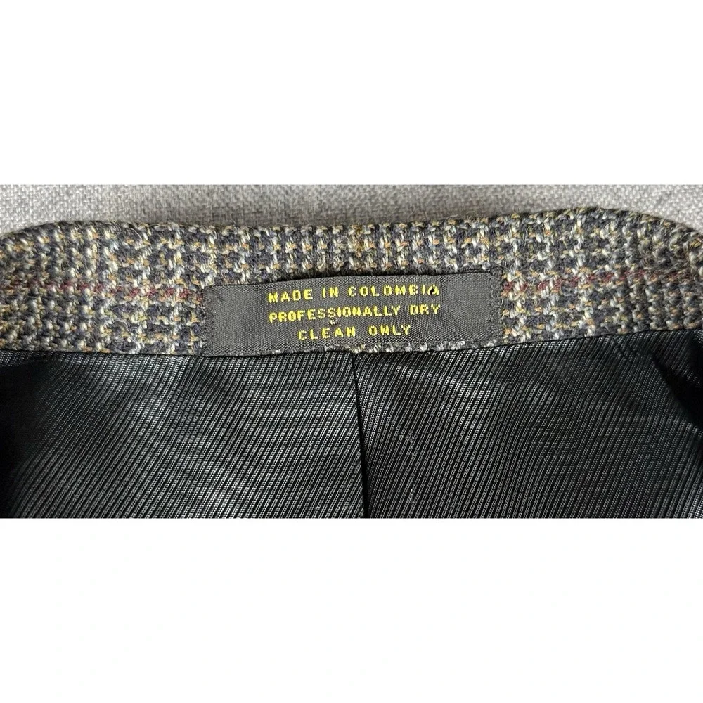 Oscar de la Renta Mens 44R 100% Wool Glen Plaid Sport Coat Blazer Gray Brown
